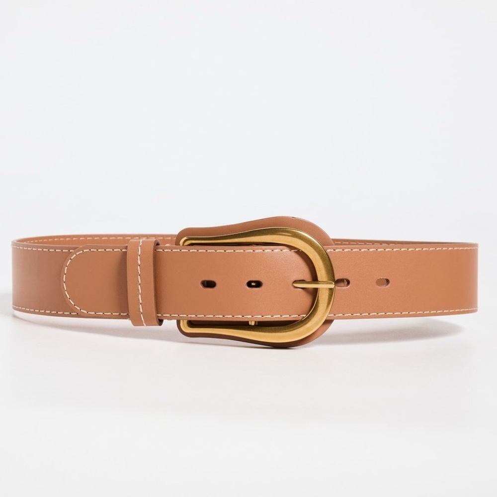 ZIMMERMANN Tan Leather Belt with Gold Buckle NWT
